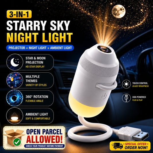 2-in-1 Mini Galaxy Star Projector & Night Light